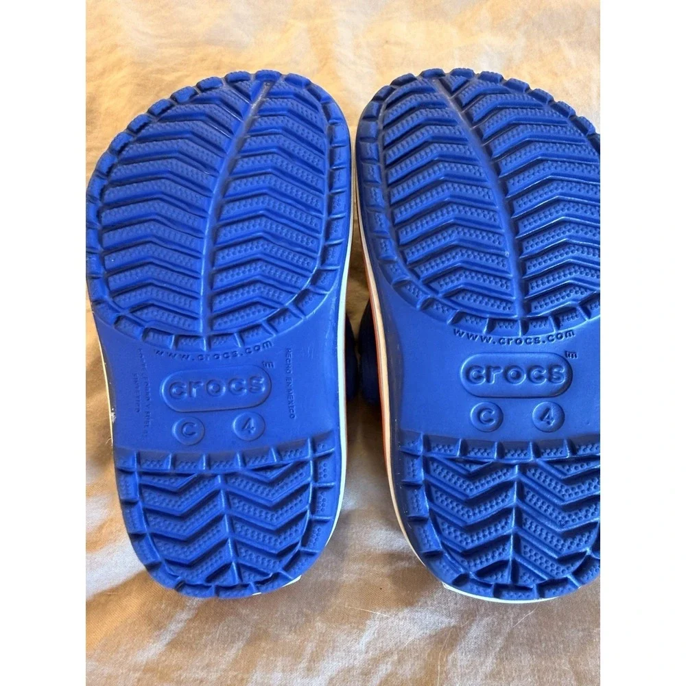 Crocs Baby Toddler Shoes C4 Navy Blue White Red‎ Slip On Water Clogs